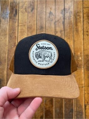 Stetson Authentic Western Goods Bison Patch Adjustable Snapback Trucker Cap Hat